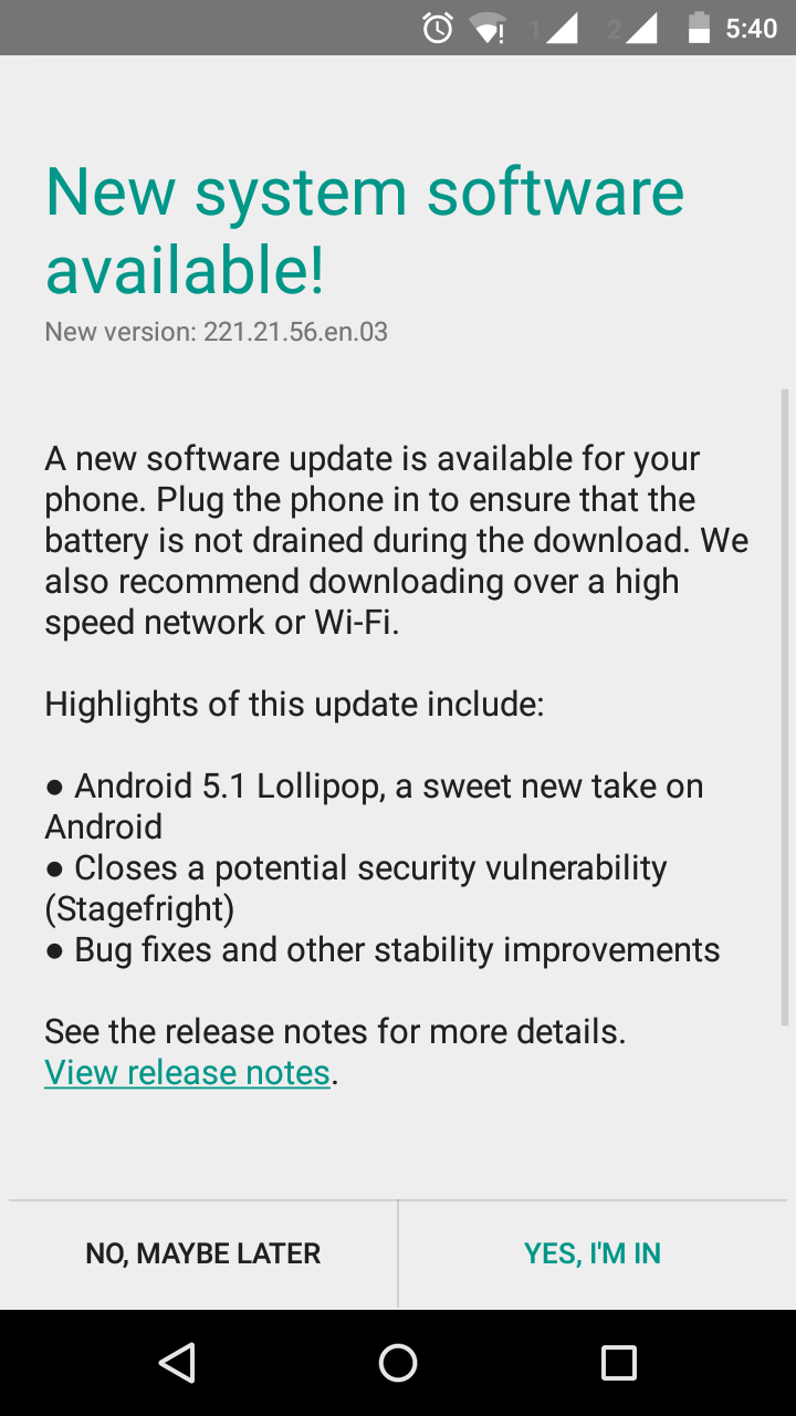 System Update Moto G Lollipop 5.1