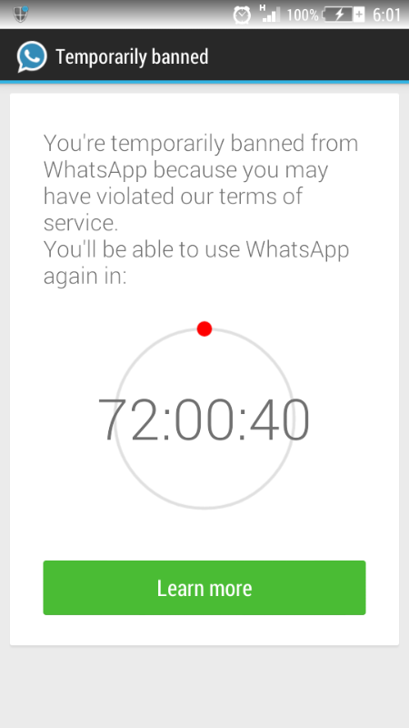 WhatsApp + di Banned 72 jam