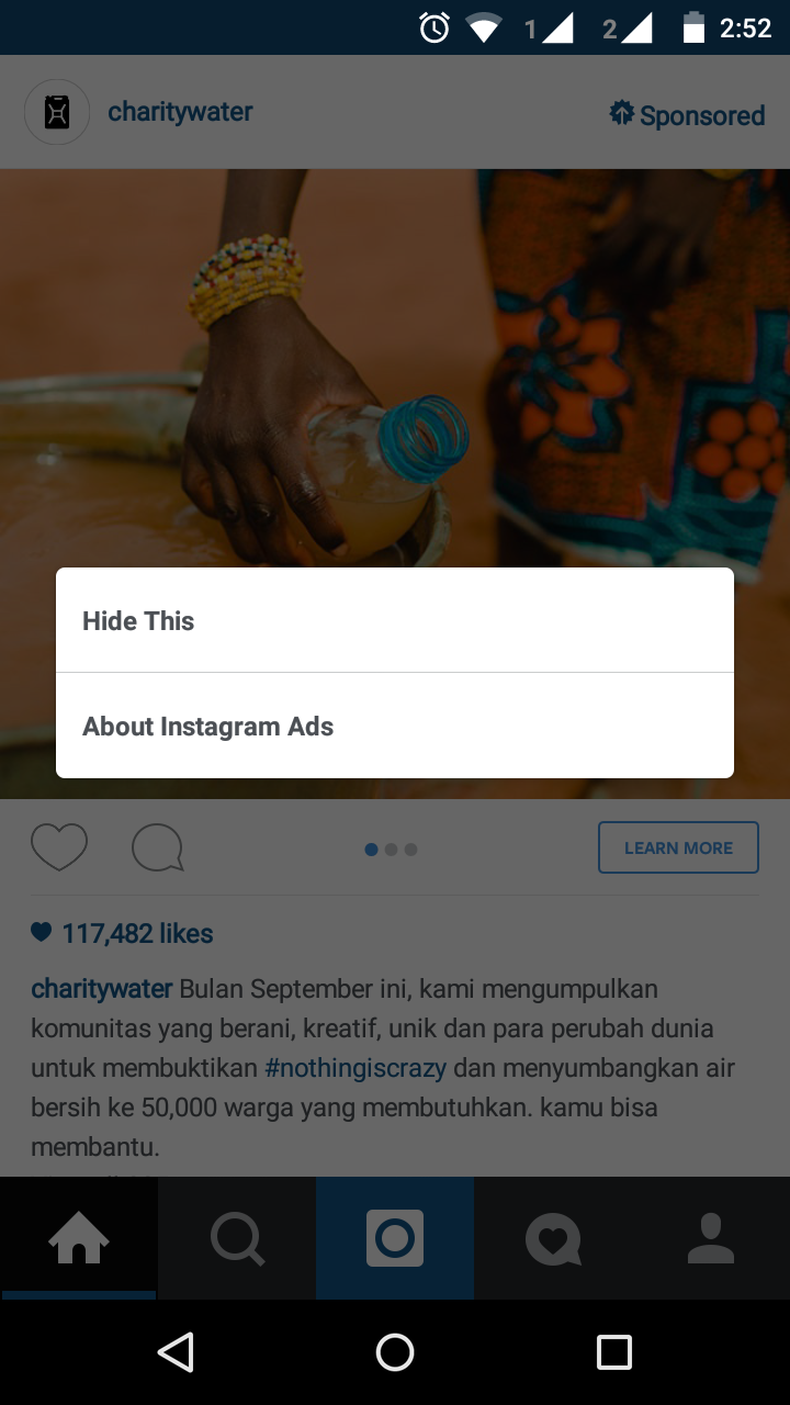 Menyembunyikan iklan pada Instagram