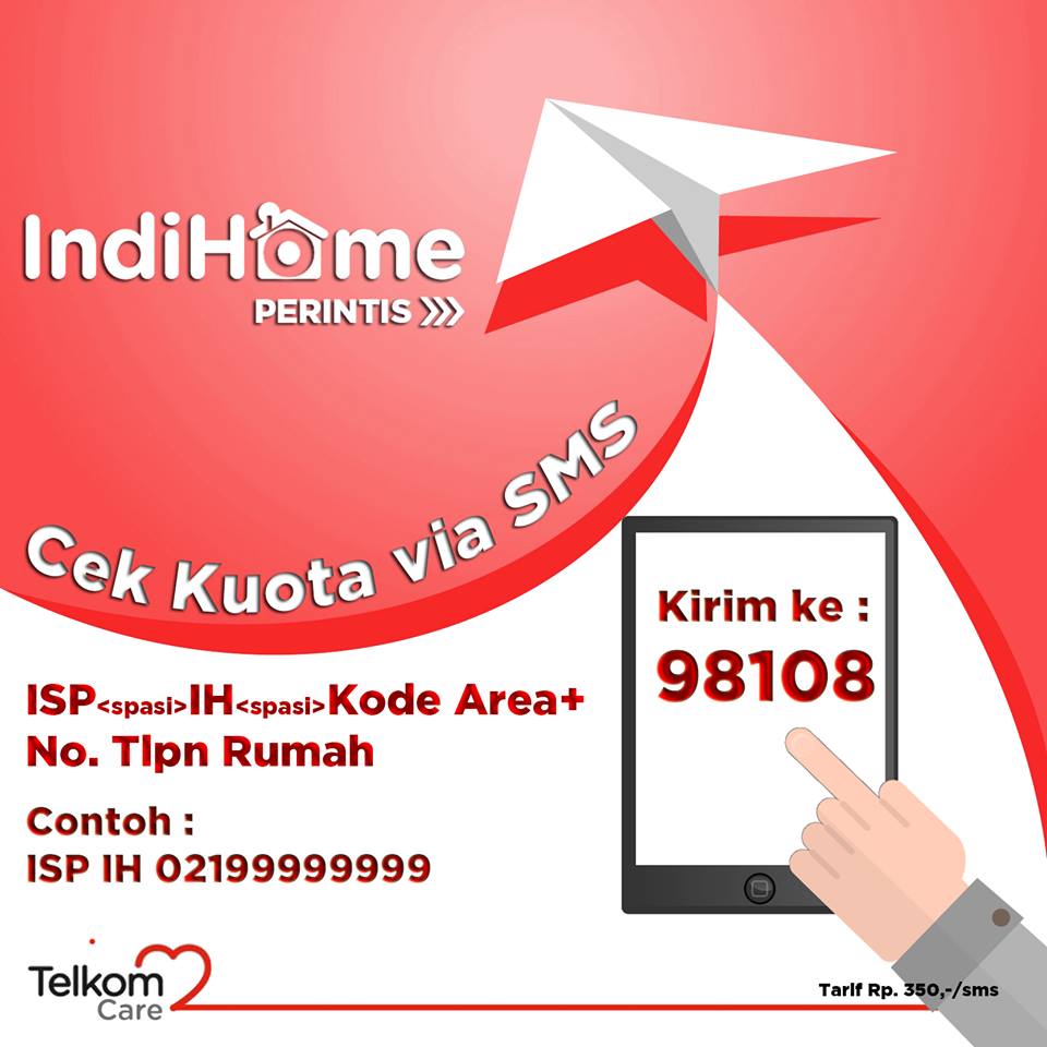 Cara cek Kuota IndiHome melalui sms via Facebook Telkom Care