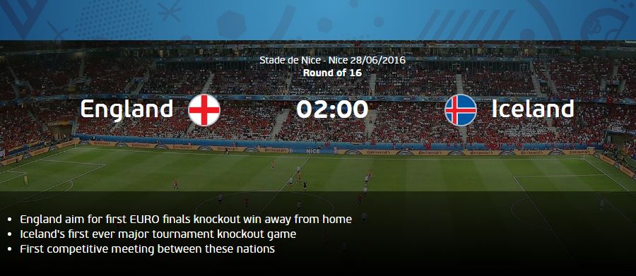 Jadwal Pertandingan Inggris vs Islandia EURO 2016